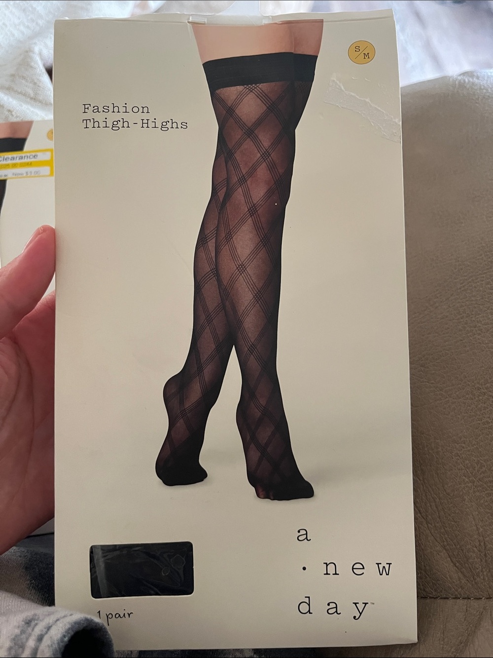 a new day Black Patterned Thigh-Highs
